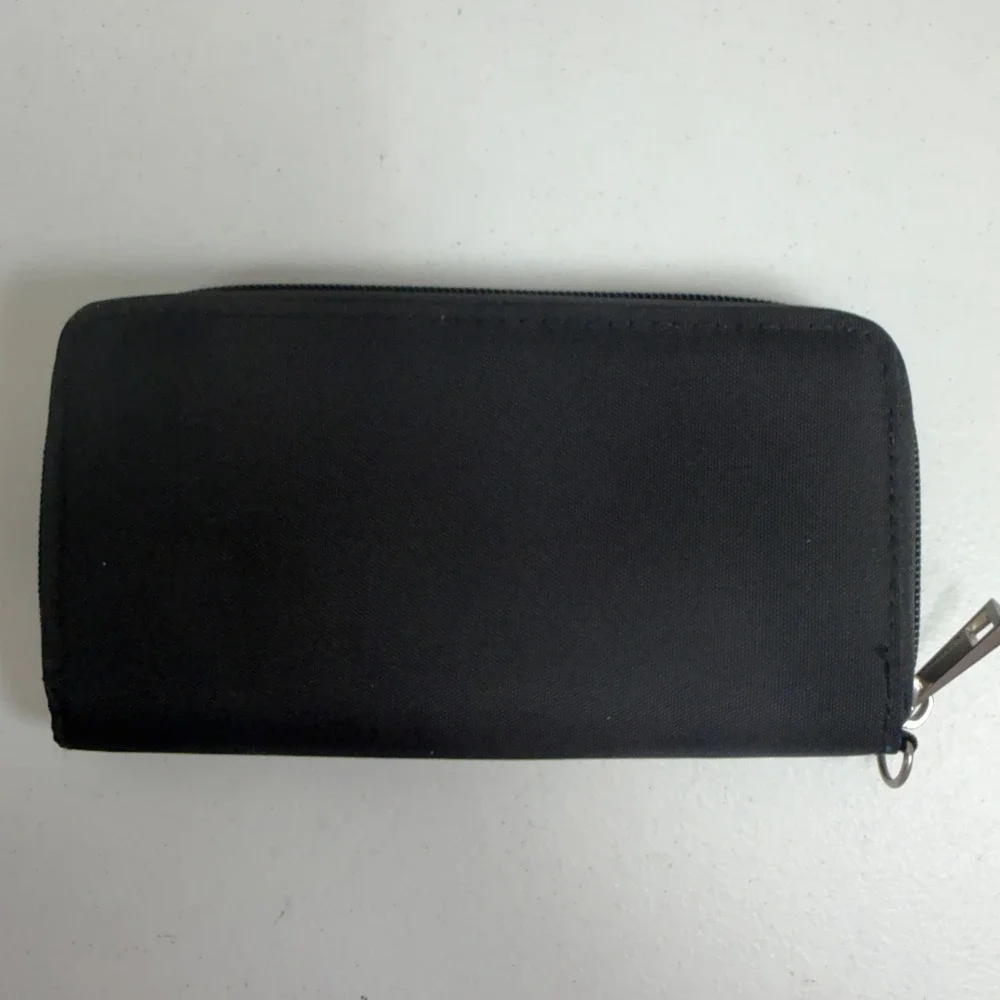 Travelon OS Wallet Safe ID RFID Blocking Black Zip Around Nylon Travel Clutch